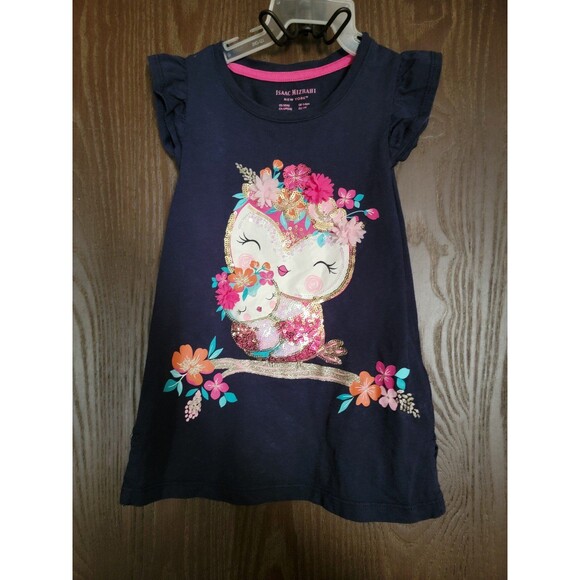 Isaac Mizrahi Navy sequin owl top toddler girl 4 ug - Picture 3 of 5